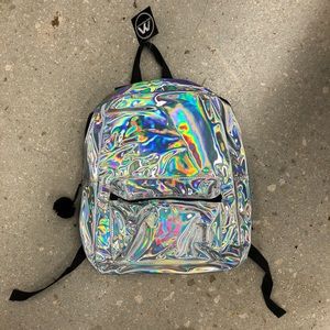 Sold NWT HOLOGRAPHIC BACKPACK WITH POM POM